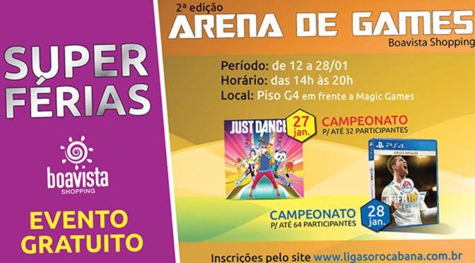 Boavista Shopping organiza 2º edição do Arena Games no final de Janeiro