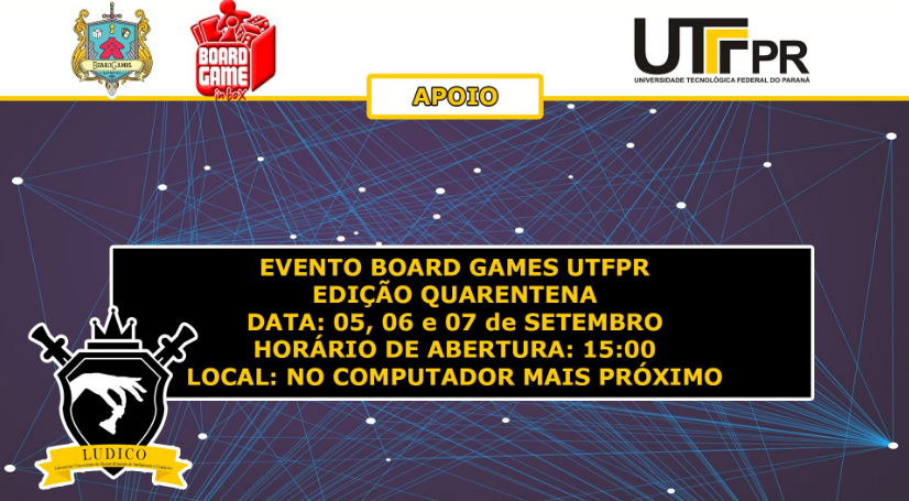 Board Games UTFPR – evento online mostra novidades sobre os jogos de tabuleiro no Brasil